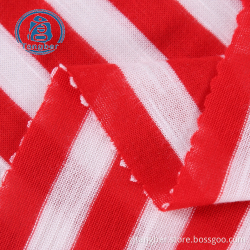 Stripe Knitted Spun Polyester Jersey Slub Fabric